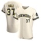 Cream DL Hall Men's Milwaukee Brewers Home Jersey - Authentic Big Tall