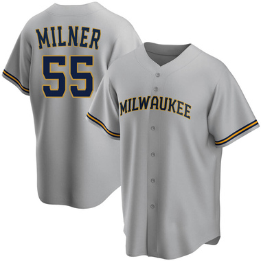 Gray Hoby Milner Men's Milwaukee Brewers Road Jersey - Replica Big Tall