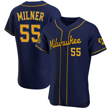 Navy Hoby Milner Men's Milwaukee Brewers Alternate Jersey - Authentic Big Tall