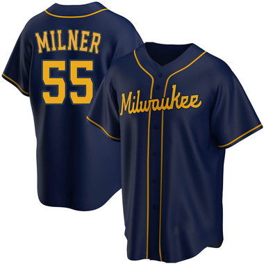 Navy Hoby Milner Men's Milwaukee Brewers Alternate Jersey - Replica Big Tall