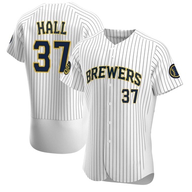 White DL Hall Men's Milwaukee Brewers Alternate Jersey - Authentic Big Tall