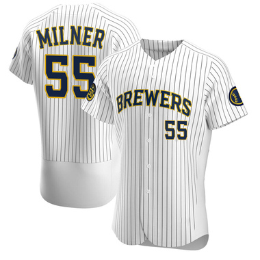 White Hoby Milner Men's Milwaukee Brewers Alternate Jersey - Authentic Big Tall